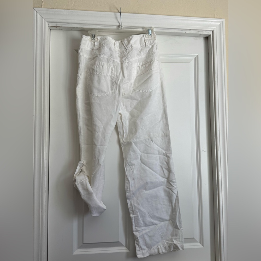 H&M Size 6 Off White Linen Cotton Blend Crop Or Full Length Pants
